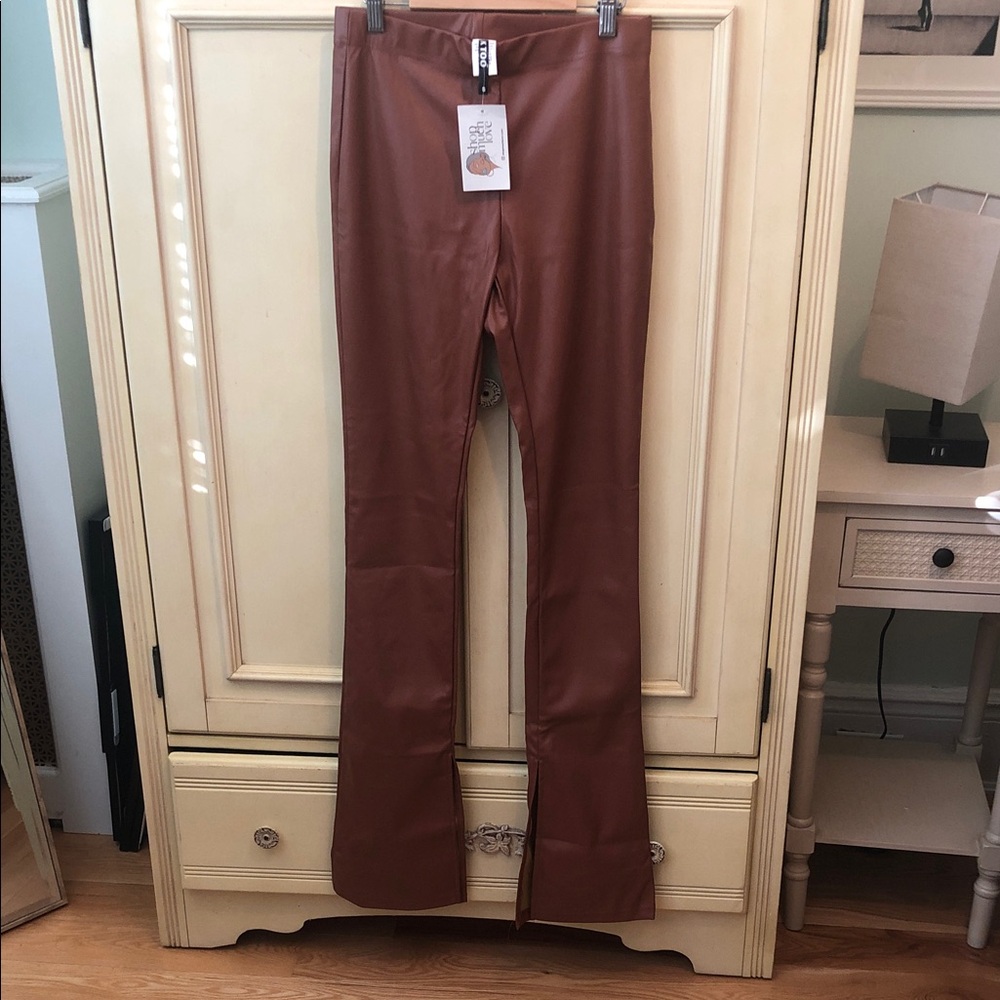 Faux Leather Flare Pants